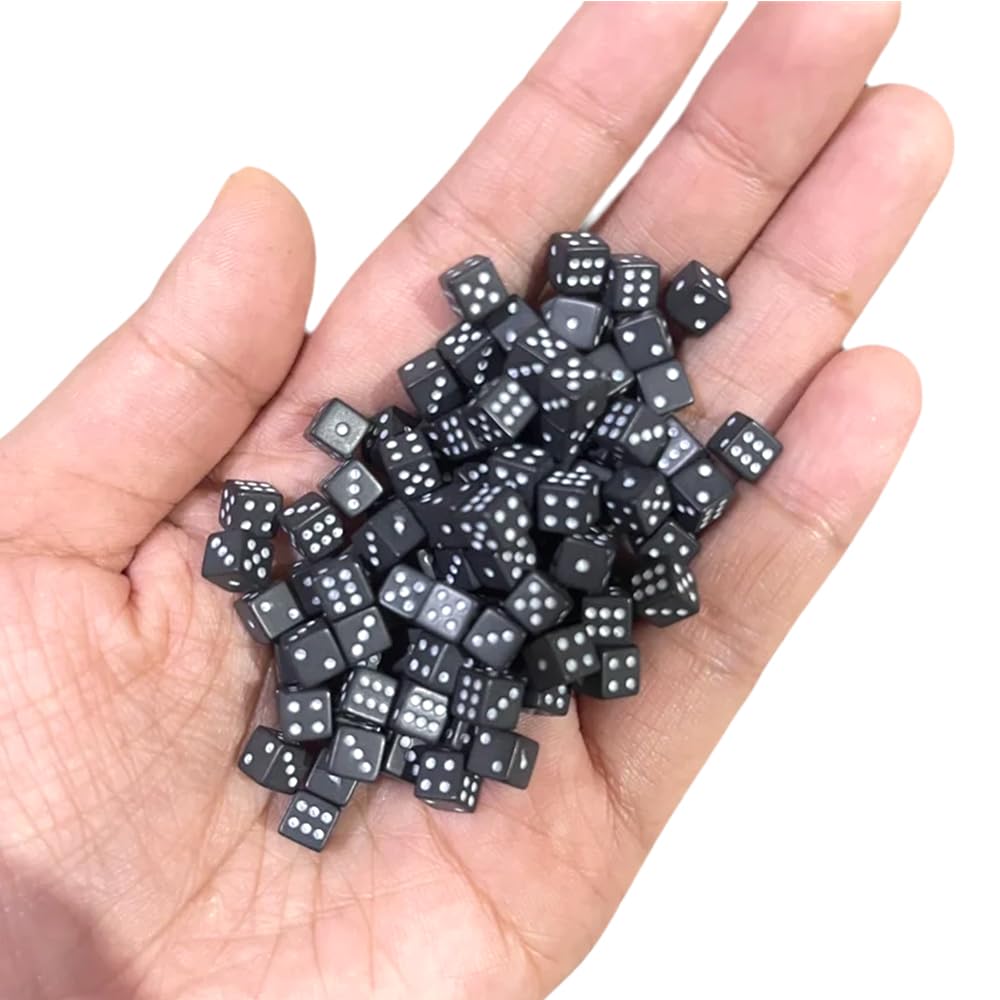 Generic mini dice solid black 5mm D6 for board games and classroom math