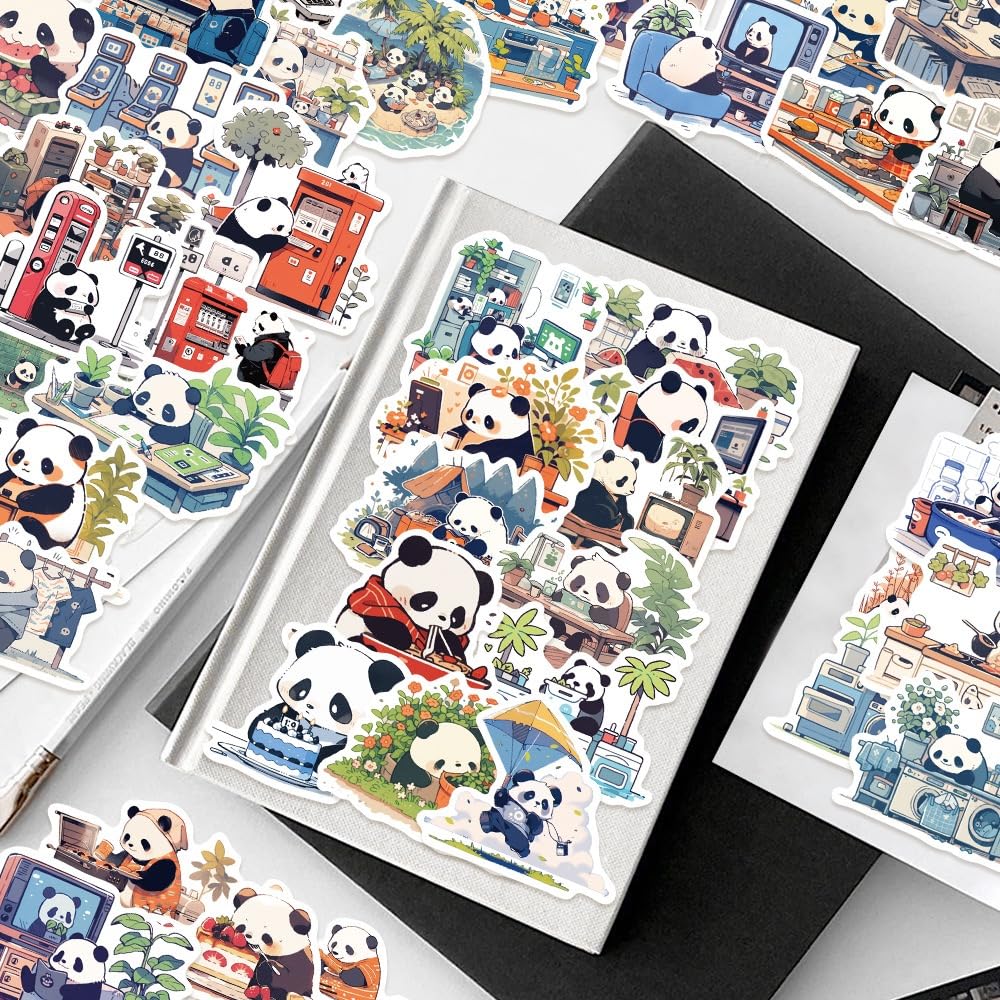Generic Panda graffiti stickers on a bottle brighten daily items with fun detail.
