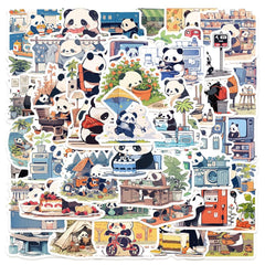Generic Panda graffiti stickers on a guitar spark colorful customization.