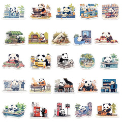 Generic Panda graffiti stickers delight kids with playful designs for school gear.