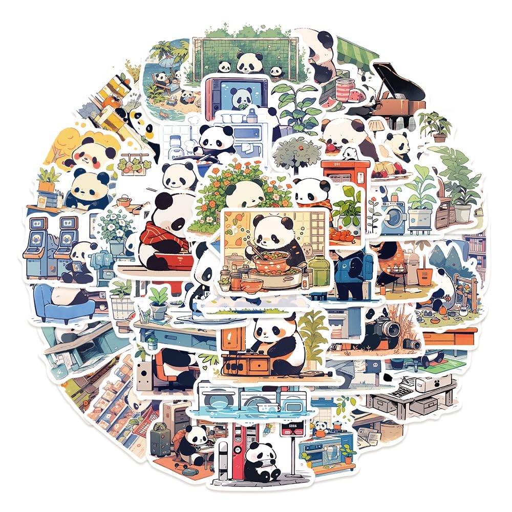 Generic Panda graffiti stickers on a laptop add a playful, personalized look.