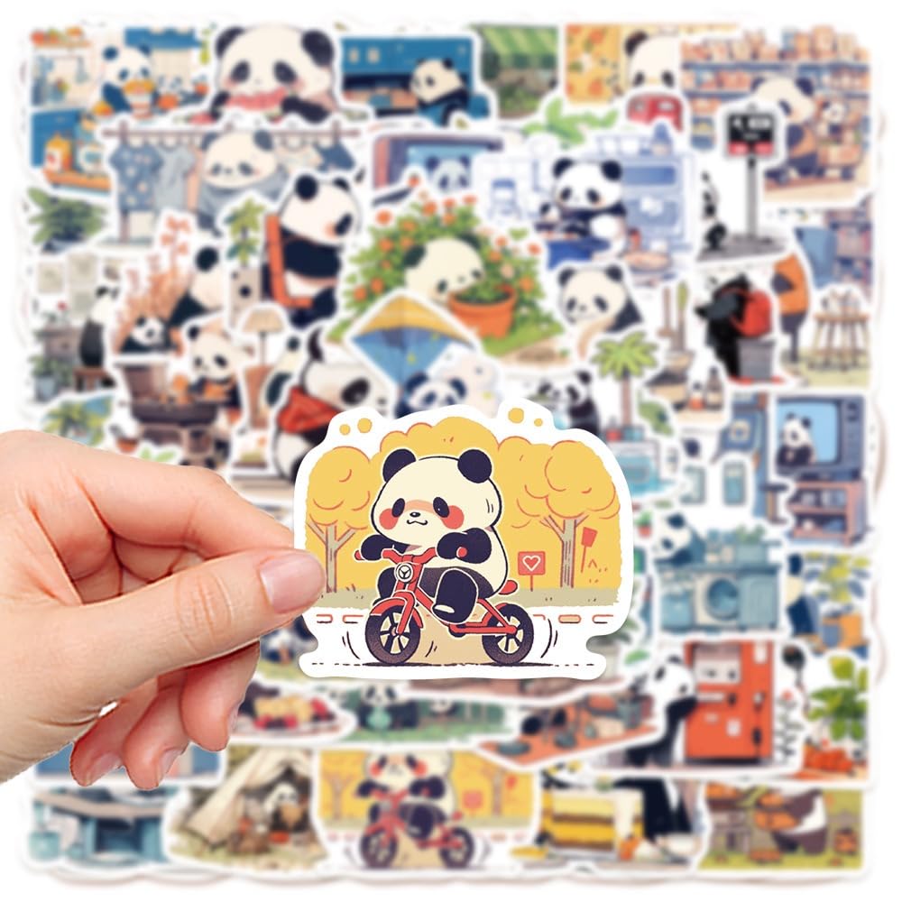 Generic Panda graffiti stickers on a skateboard express personality and style.