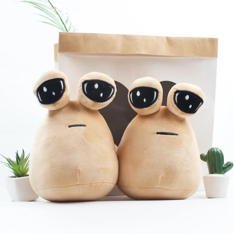Generic Pou plush doll close-up shows squishy texture ideal for sensory play.