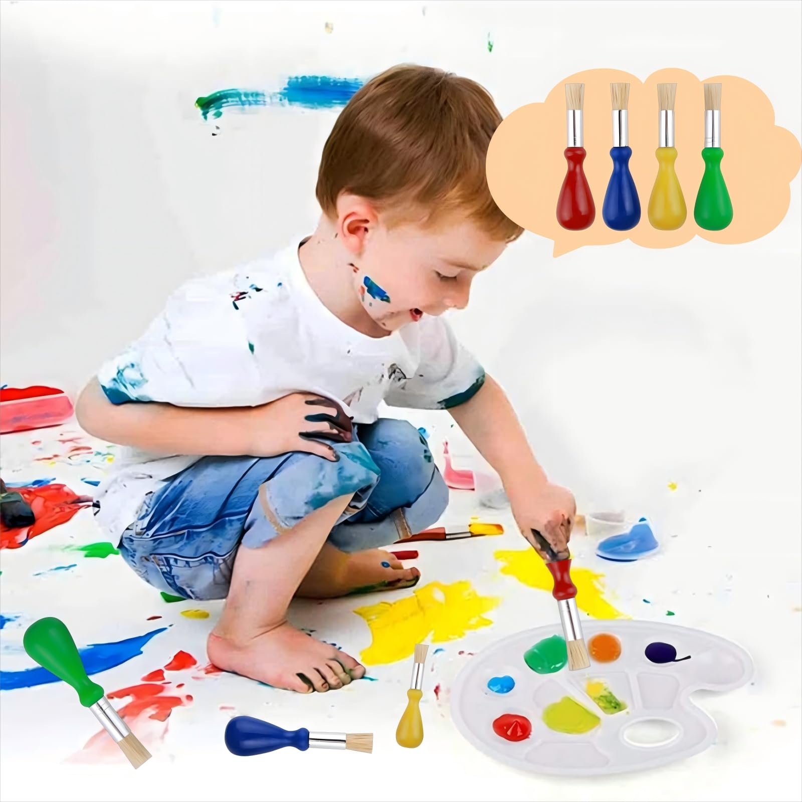 Generic preschool art brushes set for paints, glue, and crafts.