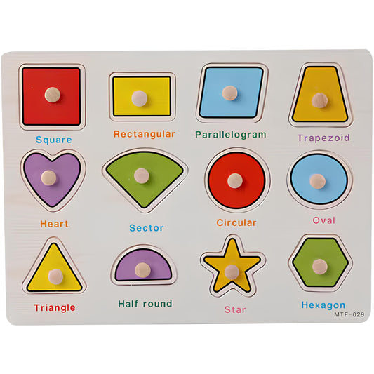 Generic Shapes Puzzle Wooden with sorting board aids color and shape recognition for toddlers.