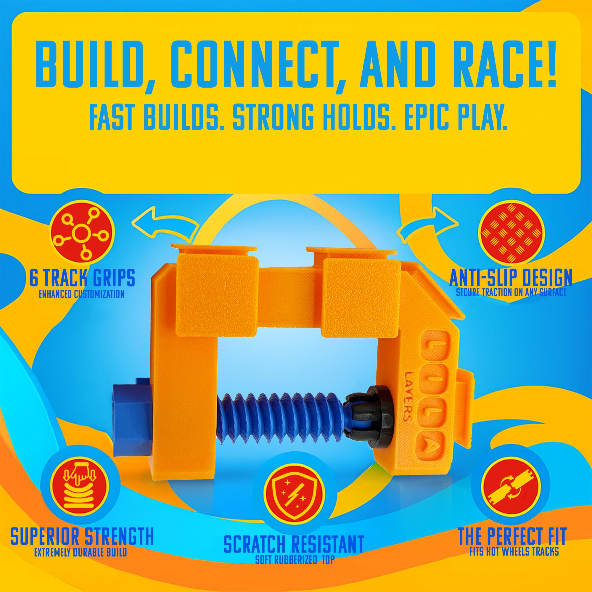 Generic Track Clamp close-up, reinforced plastic detail and sturdy grip slots.