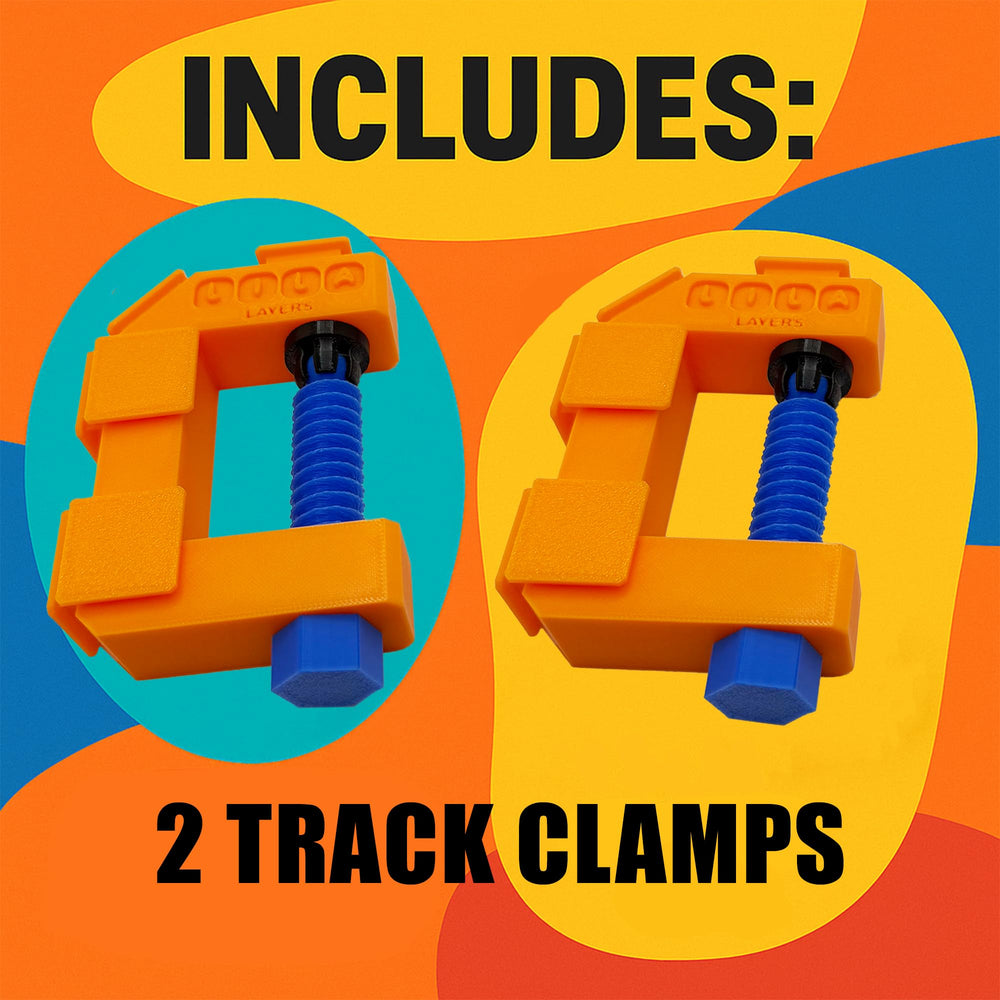 Generic Track Clamp six-slot grip system, flexible for varied layouts.