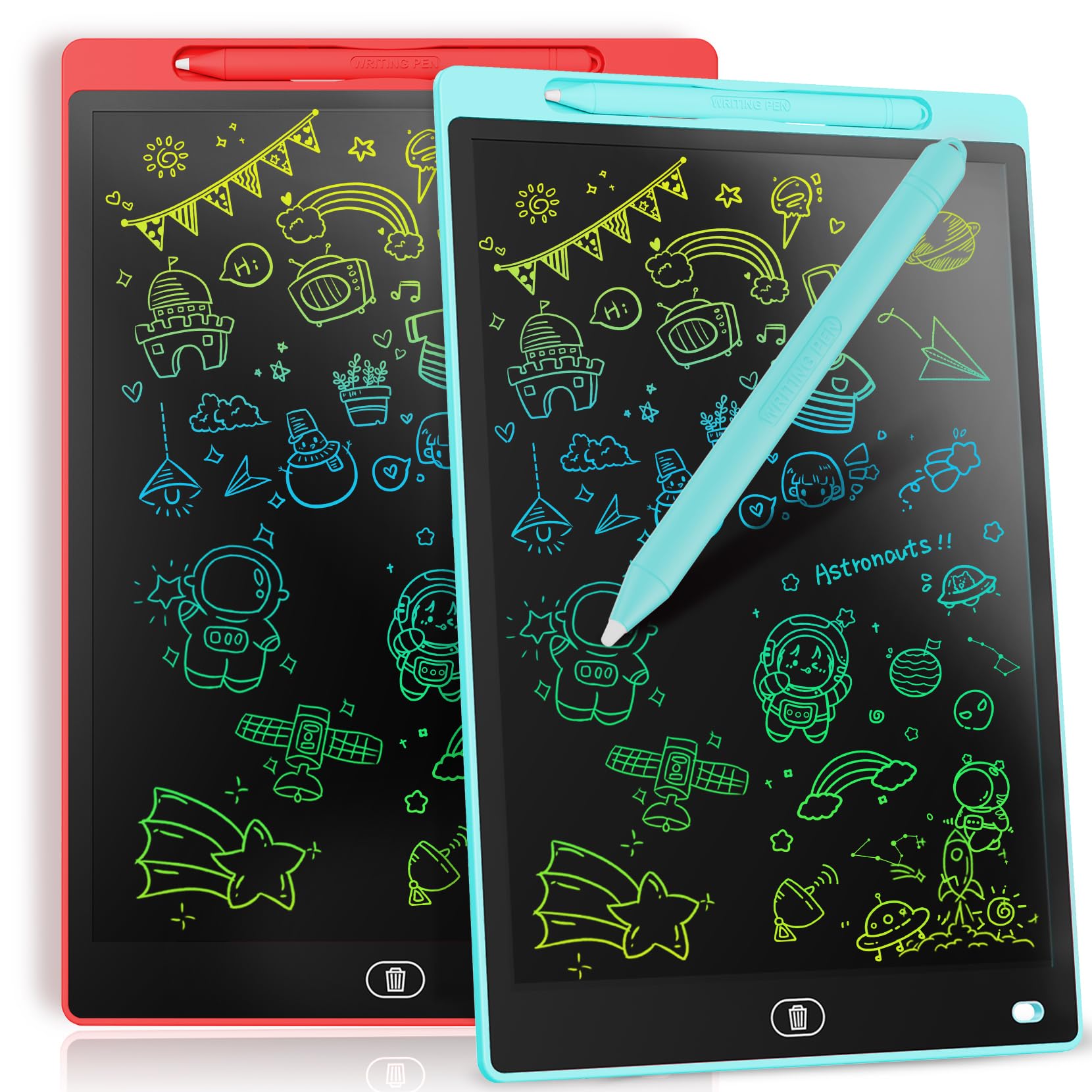 Genialba 2-Piece 10-Inch LCD Color Tablet blue front view for kid-friendly doodling