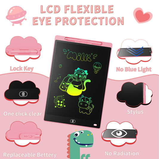 Genialba colourful LCD tablet offers vivid strokes for doodling and handwriting practice.