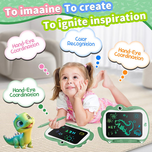Genialba dinosaur LCD writing tablet held by child for portable play