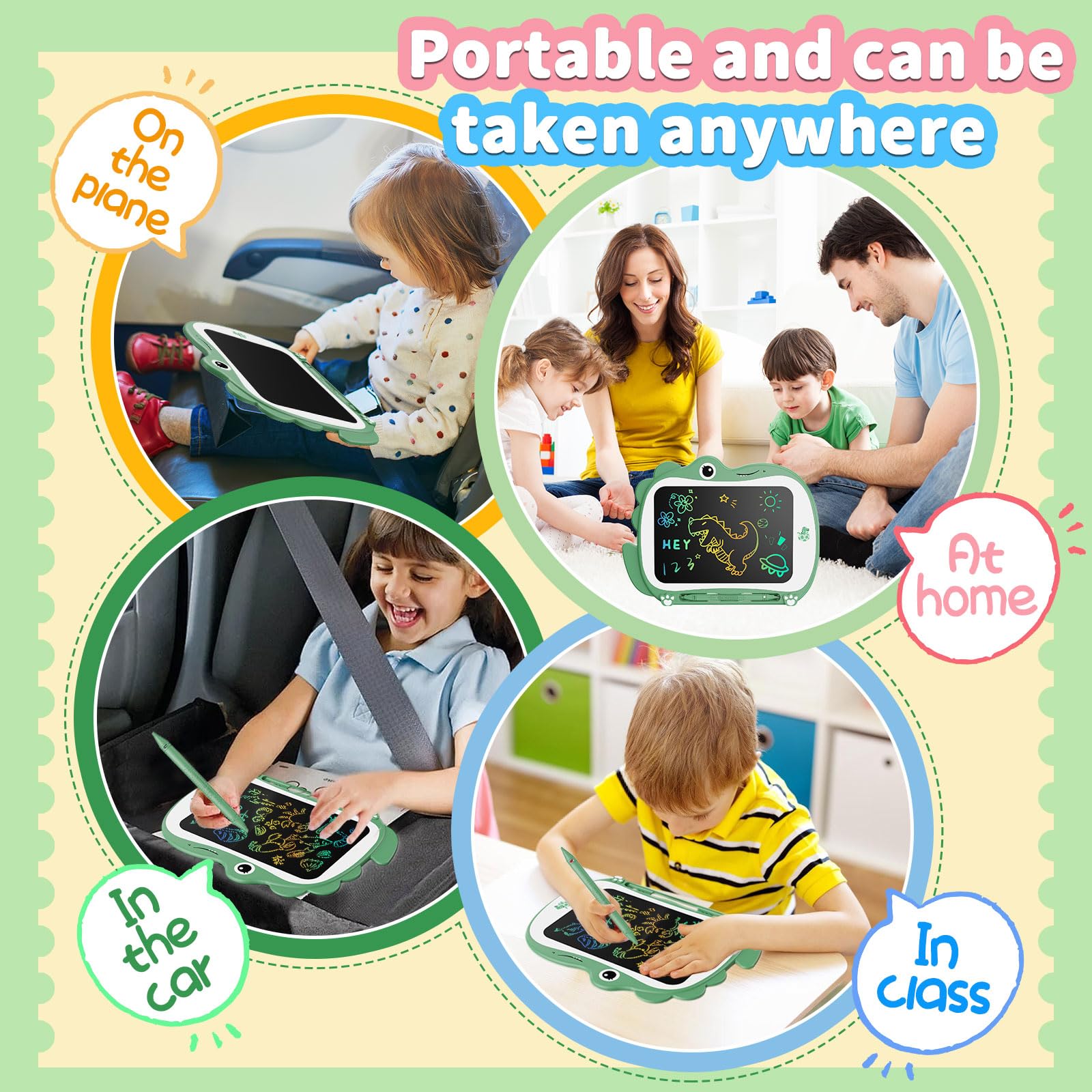 Genialba dinosaur LCD writing tablet with durable, waterproof shell