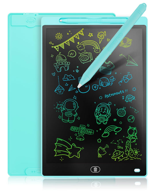 Genialba LCD 16in blue front view shows a spacious colorful drawing area for kids' creativity