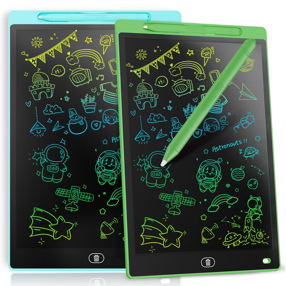 Genialba LCD writing tablet 10-inch blue-green display ideal for color doodles.