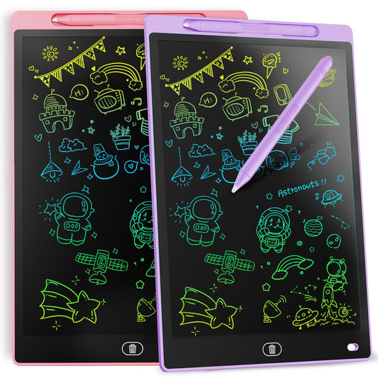Genialba LCD Writing Tablet 12in pink for kids' doodling on the go.