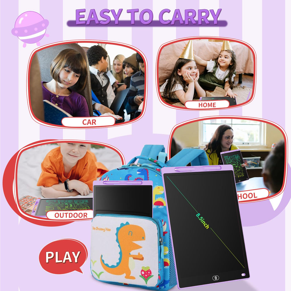 Genialba LCD writing tablet purple doodle board for colorful, mess-free learning.