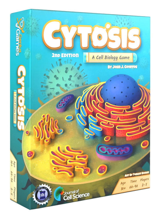 Genius Games Cytosis board game setup with organelles, perfect for classroom learning.