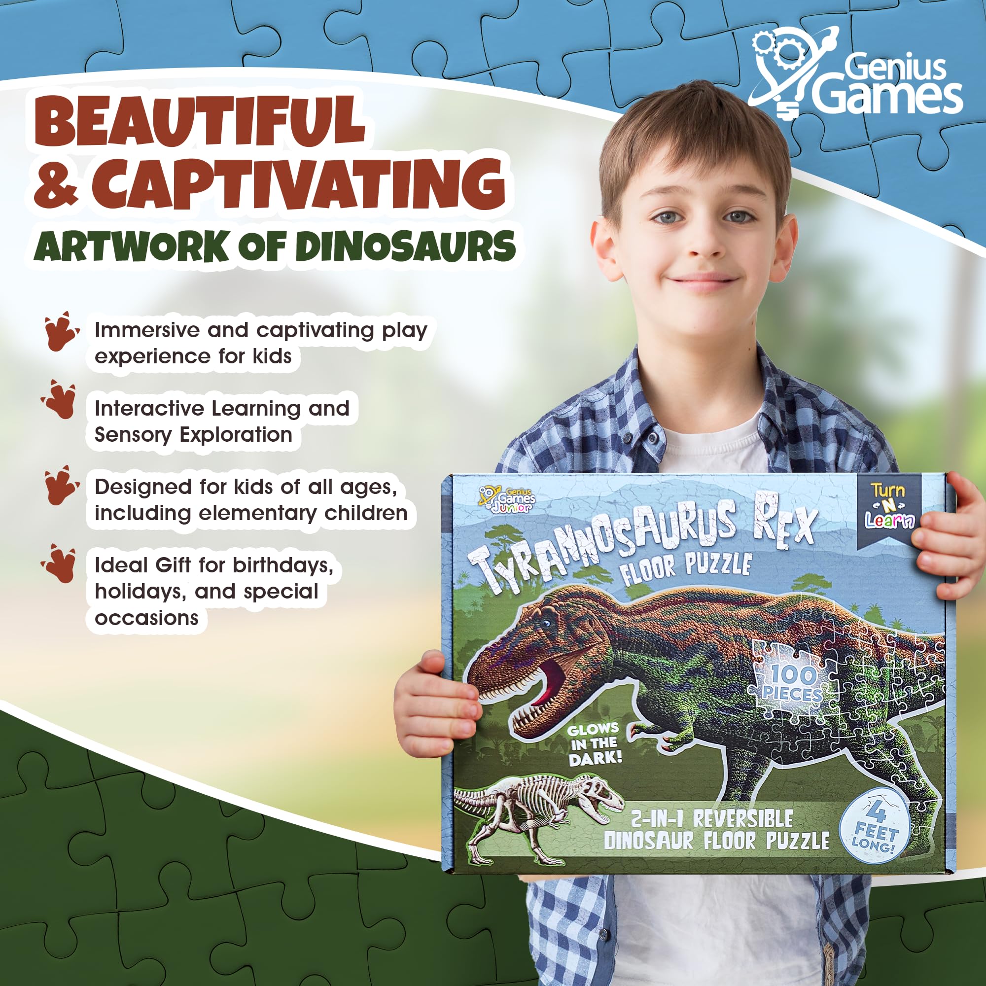 Genius Games dinosaur puzzle makes a great educational gift for kids and families.