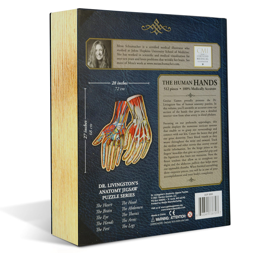 Genius Games Dr. Livingston's Hands puzzle educational scene highlights practical body knowledge.