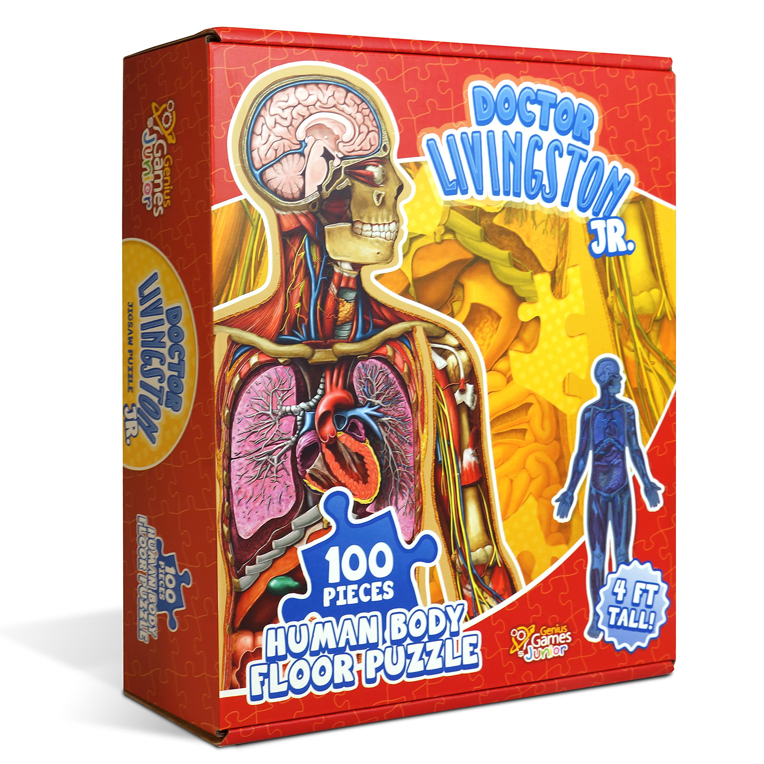 Genius Games Dr Livingston Jr full-body puzzle, 100 pieces, ideal for hands-on anatomy learning.