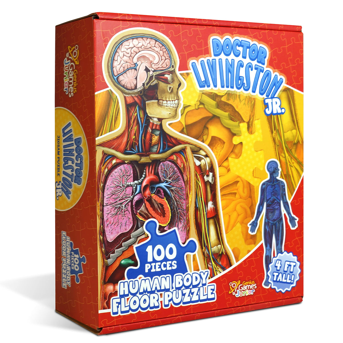 Genius Games Dr Livingston Jr full-body puzzle, 100 pieces, ideal for hands-on anatomy learning.