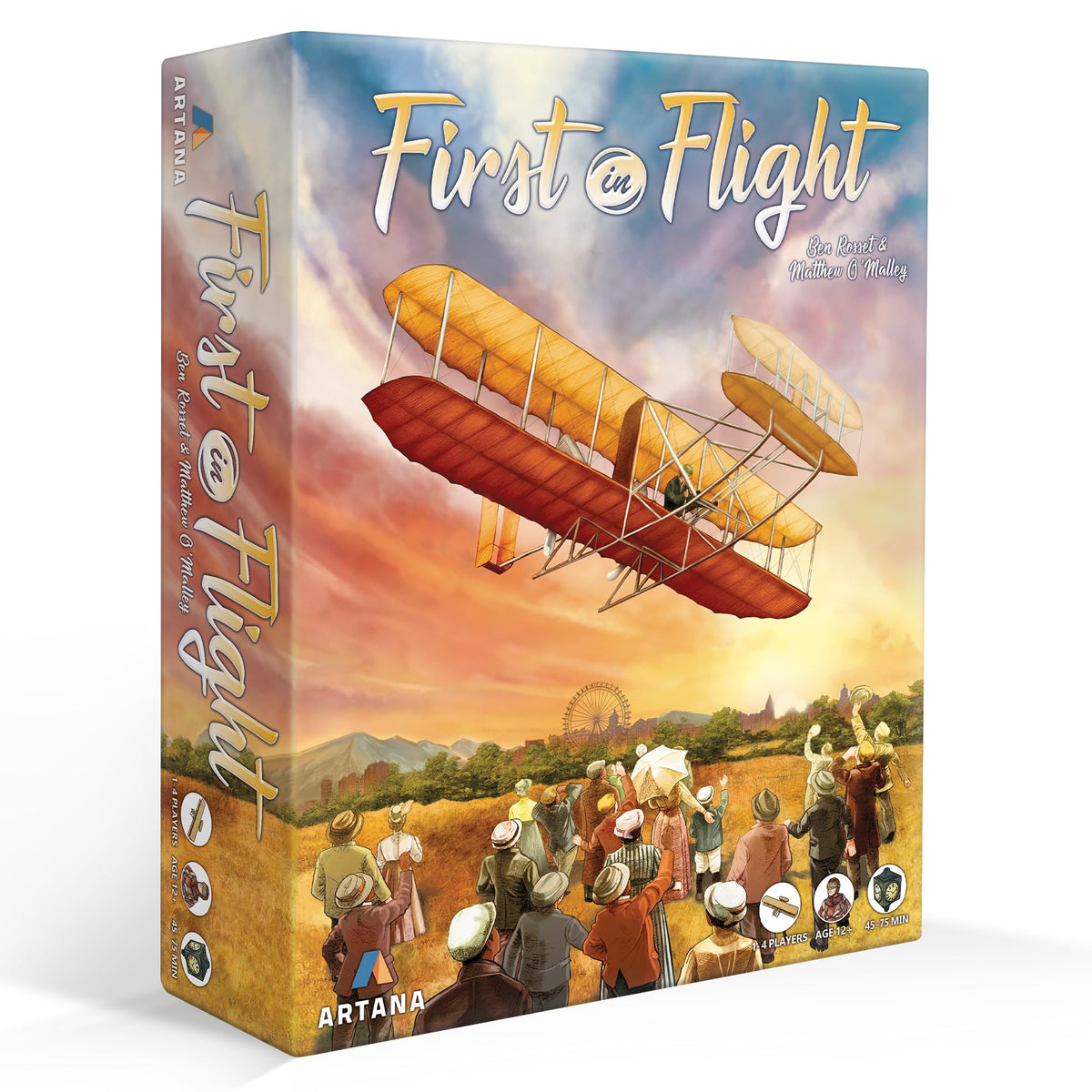 Genius Games First In Flight box front appeals to history lovers seeking immersive play.