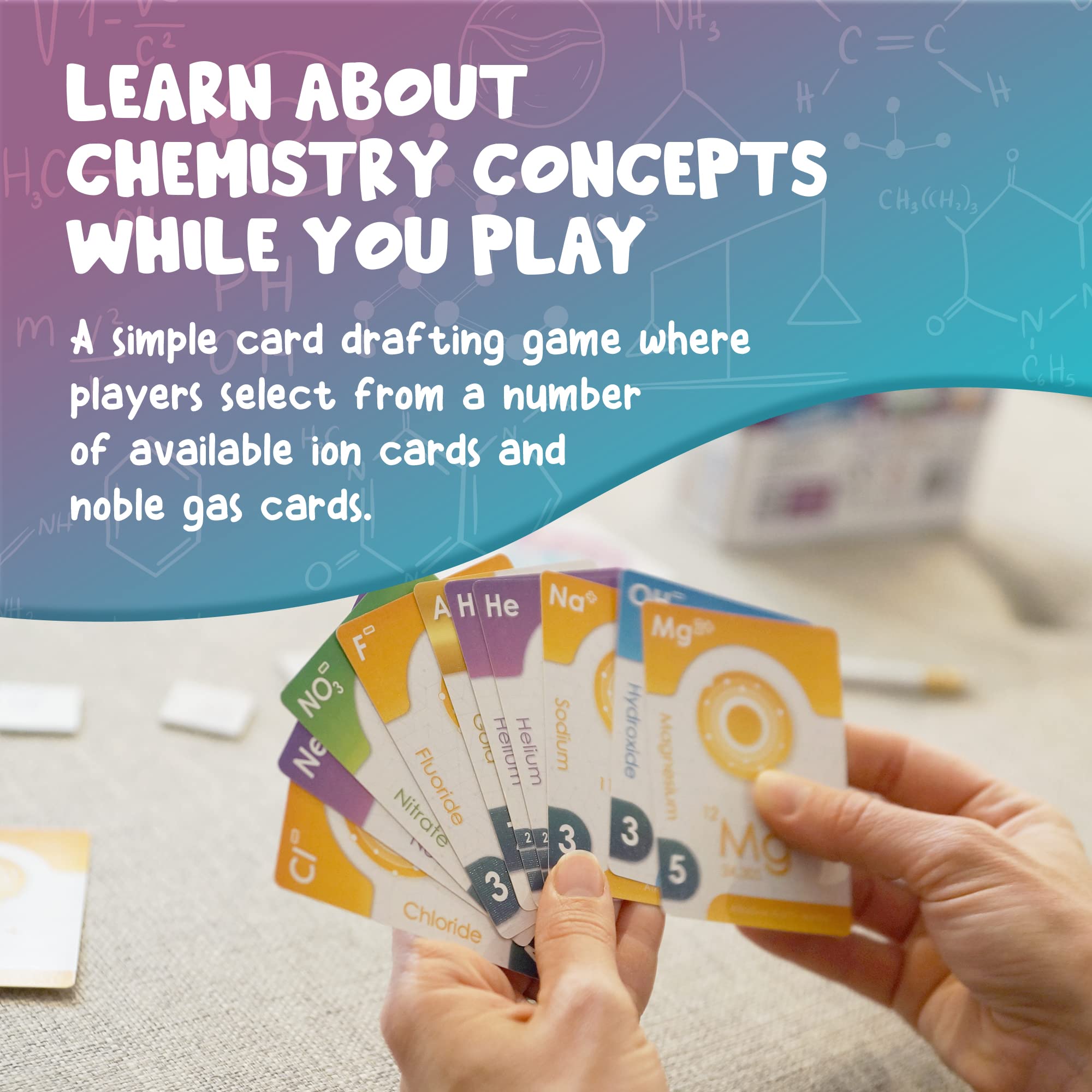 Genius Games Ion noble gases card collection on the table