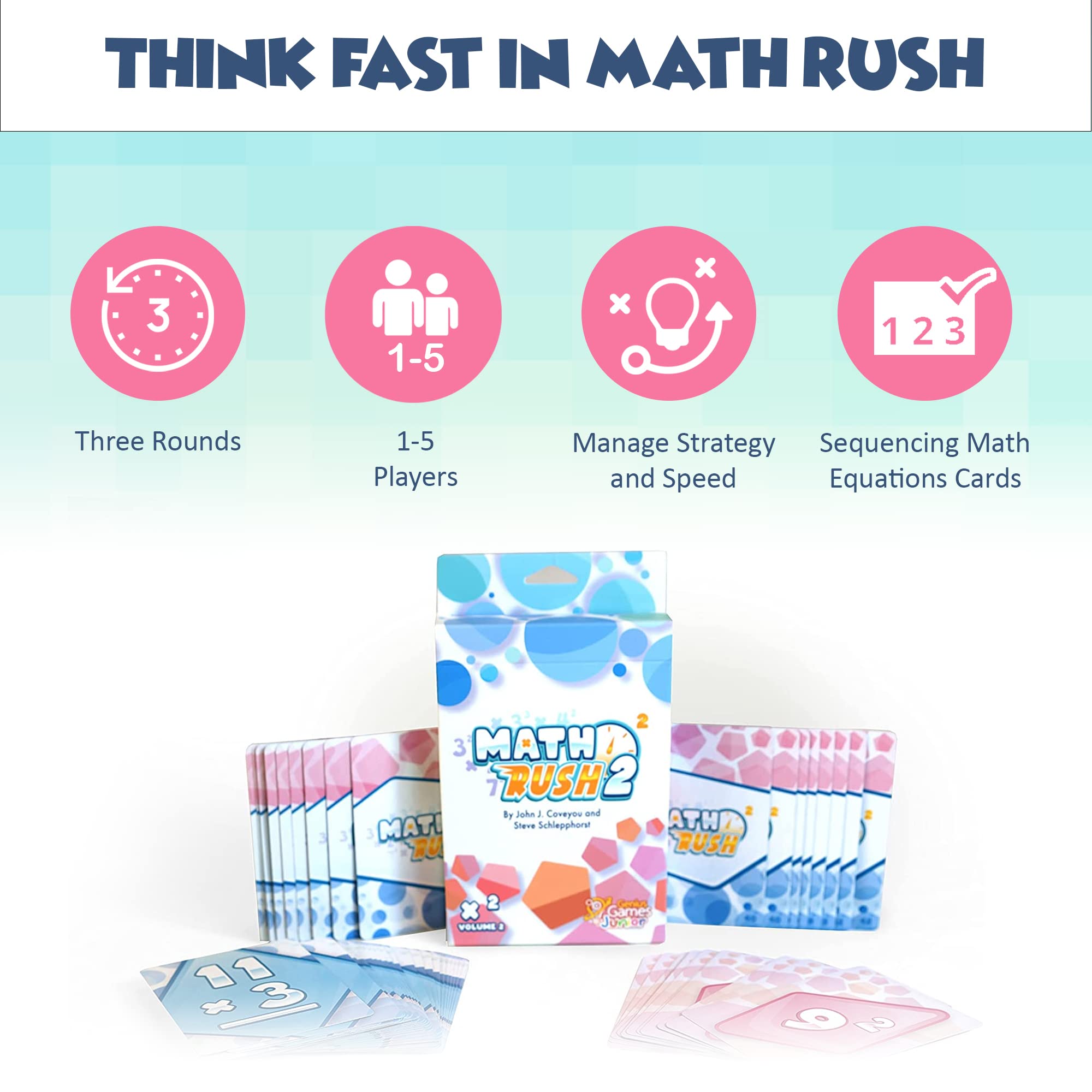 Genius Games Math Rush 2 strategic card use boosts retention.
