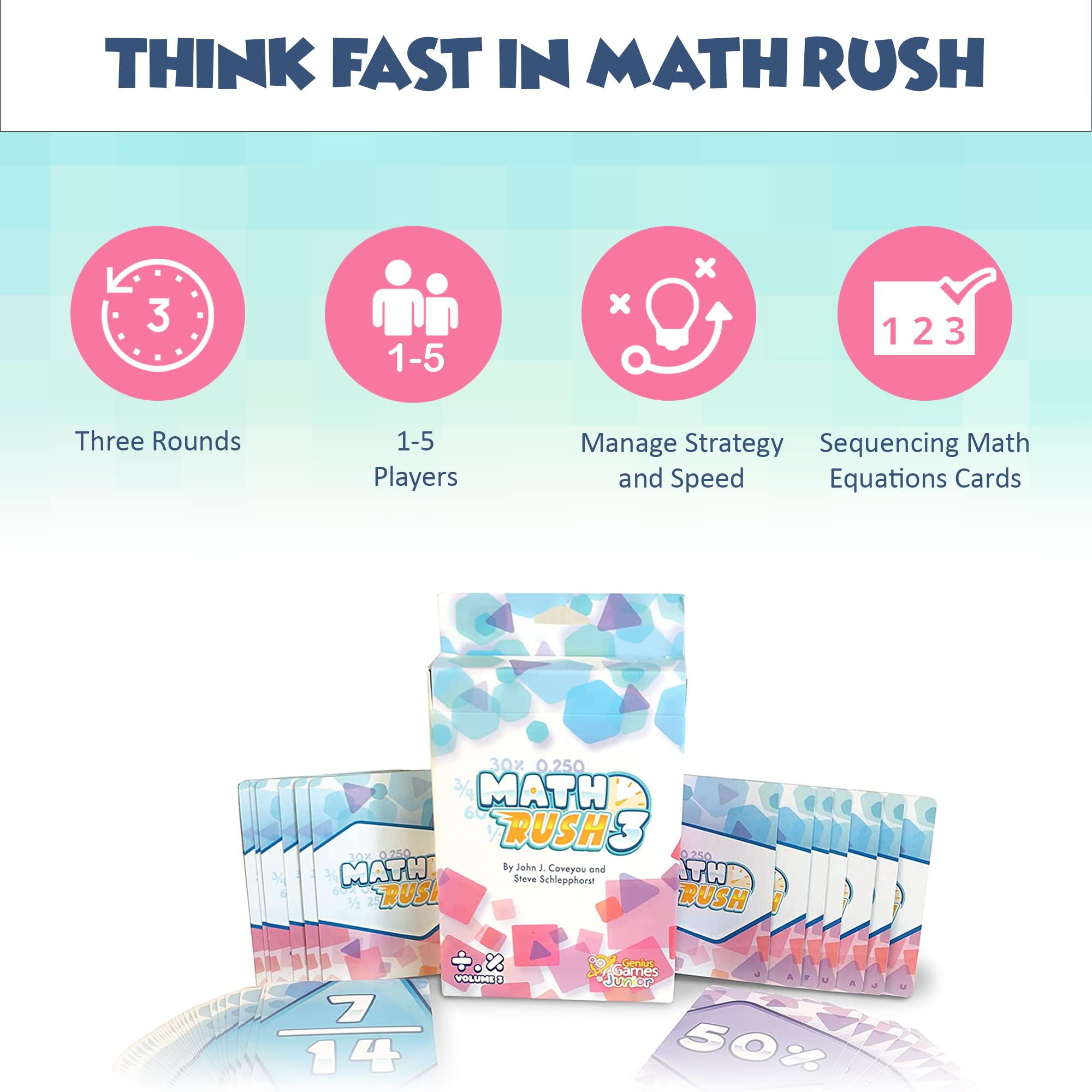 Genius Games Math Rush percentages card 3 strengthens mental math through timed comparison and ordering.