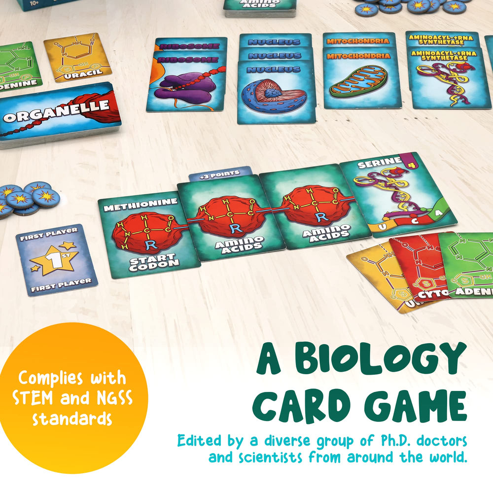 Genius Games Peptide vibrant art engages learners in science.