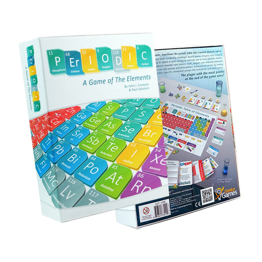 Genius Games Periodic table board game play supports family science fun.