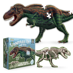 Genius Games Tyrannosaurus Rex floor puzzle laid out for immersive dinosaur play and family time.