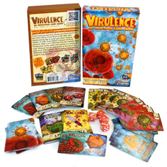 Genius Games Virulence box front shows the game title and components.