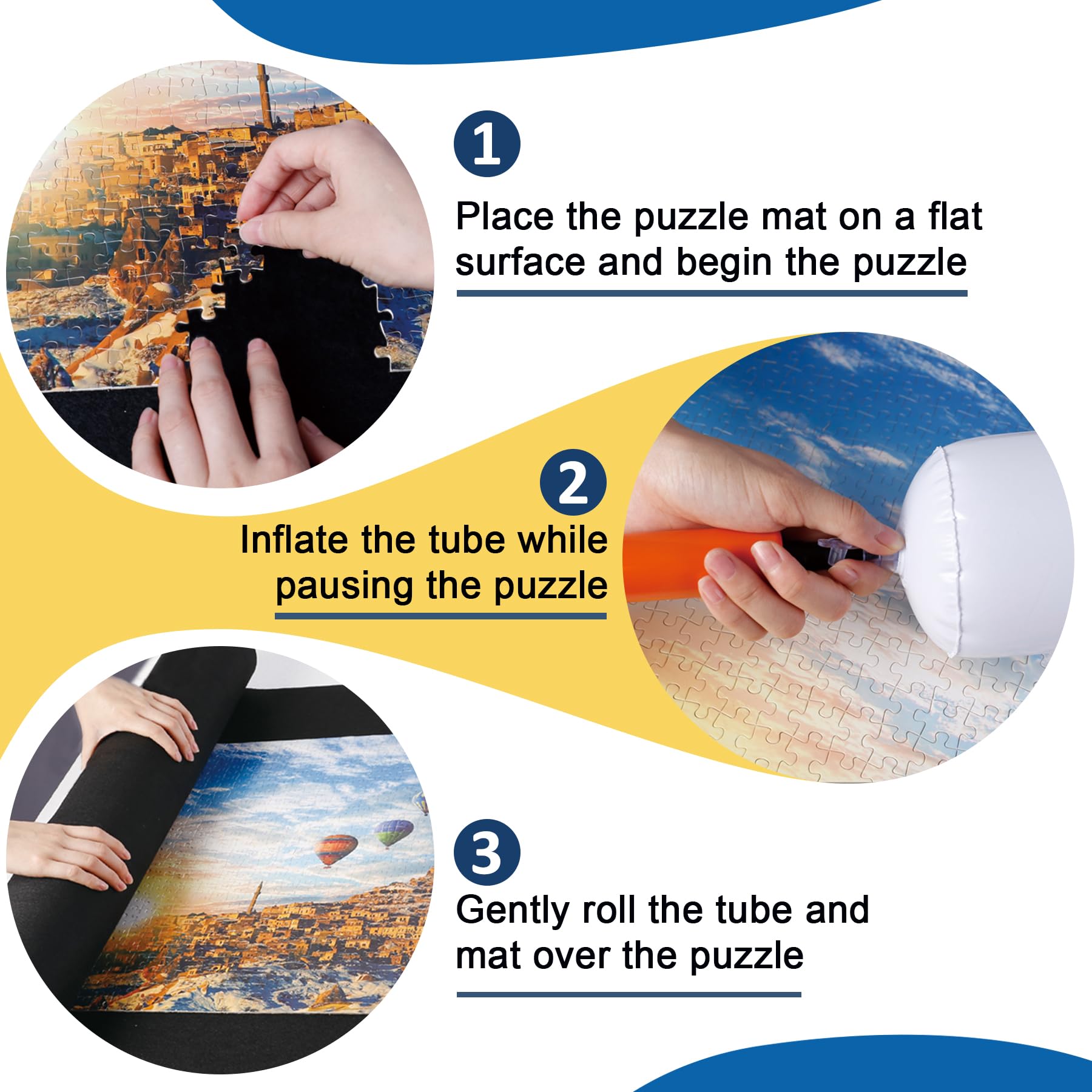 Genovega Puzzle Mat Roll Up with sorter trays keeps pieces organized during multi-session puzzles.