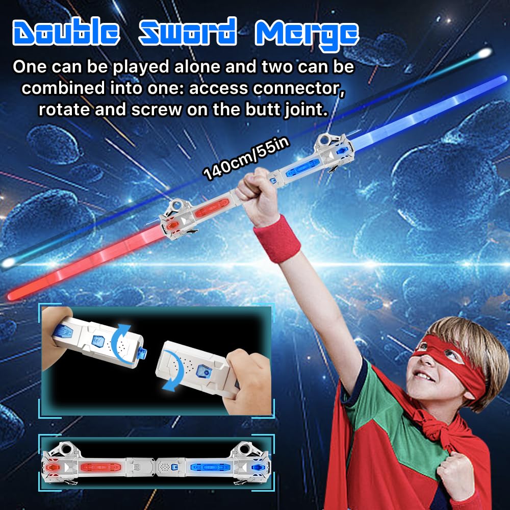 Genqiang dual swords connect to form a 55-inch battle blade for two-player action.