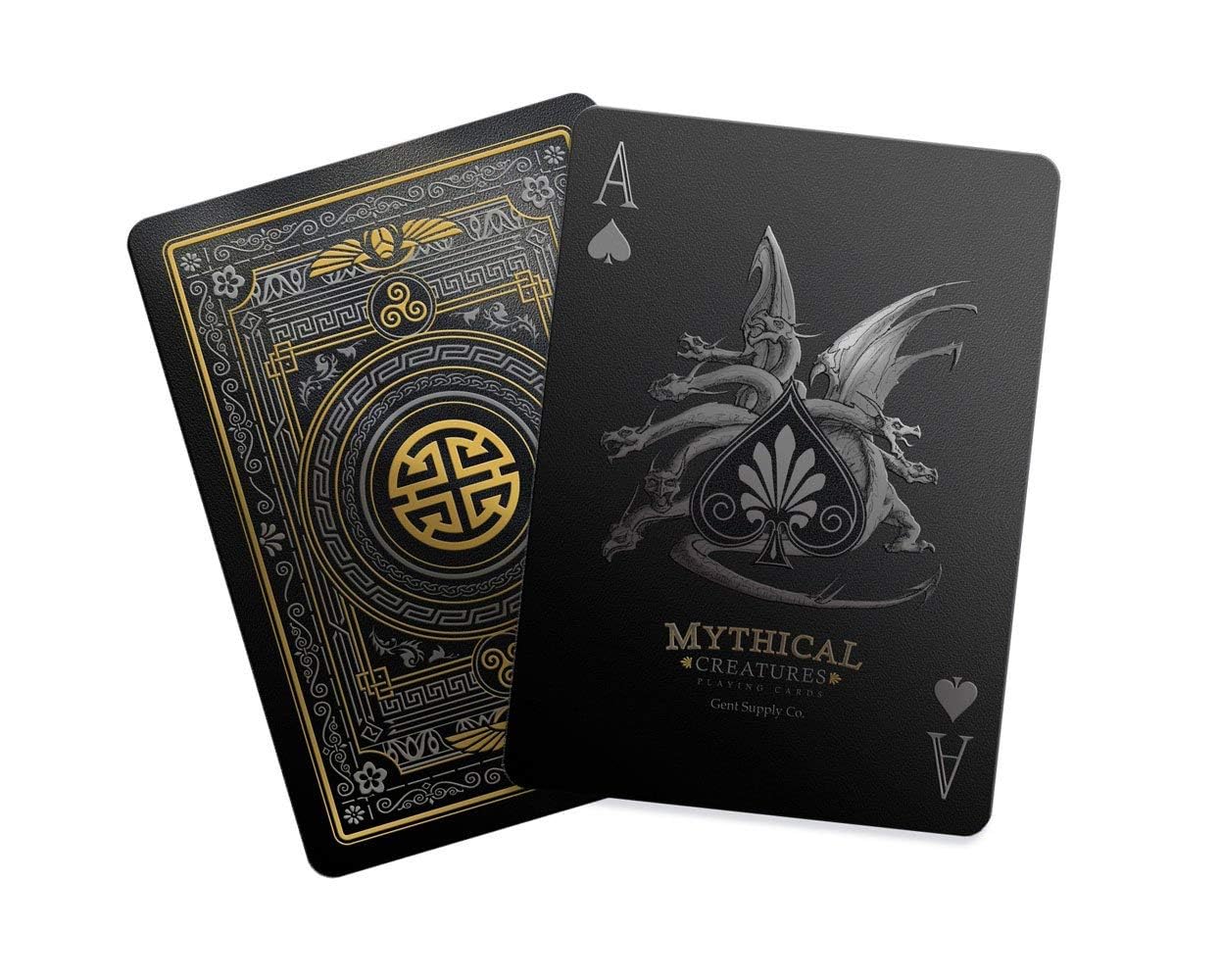GENT SUPPLY CO Mythical Creatures Playing Cards front view, durable PVC deck ideal for travel and game nights.