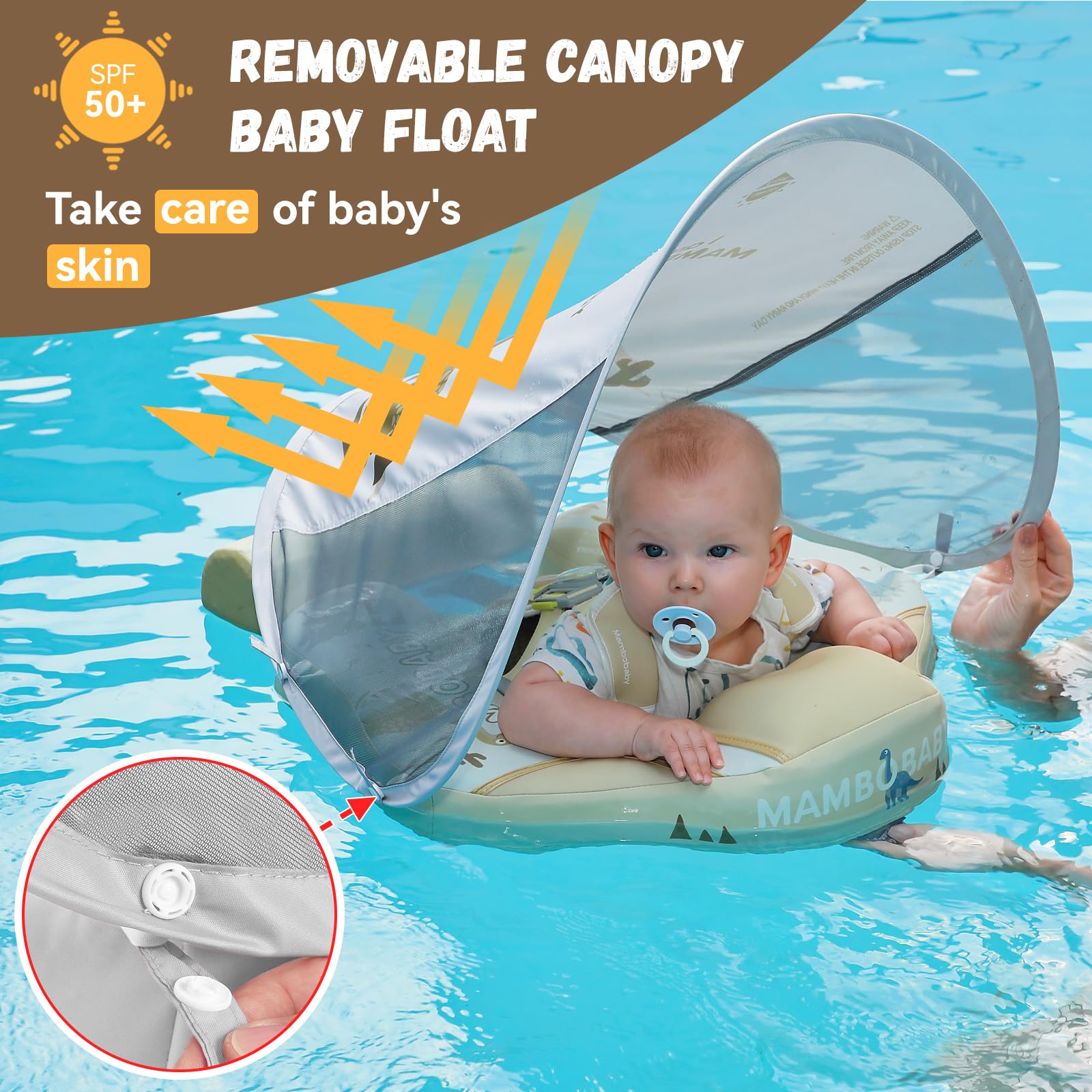 GENTEACO Mambobaby mesh-bottom seat improves water exchange and comfort.