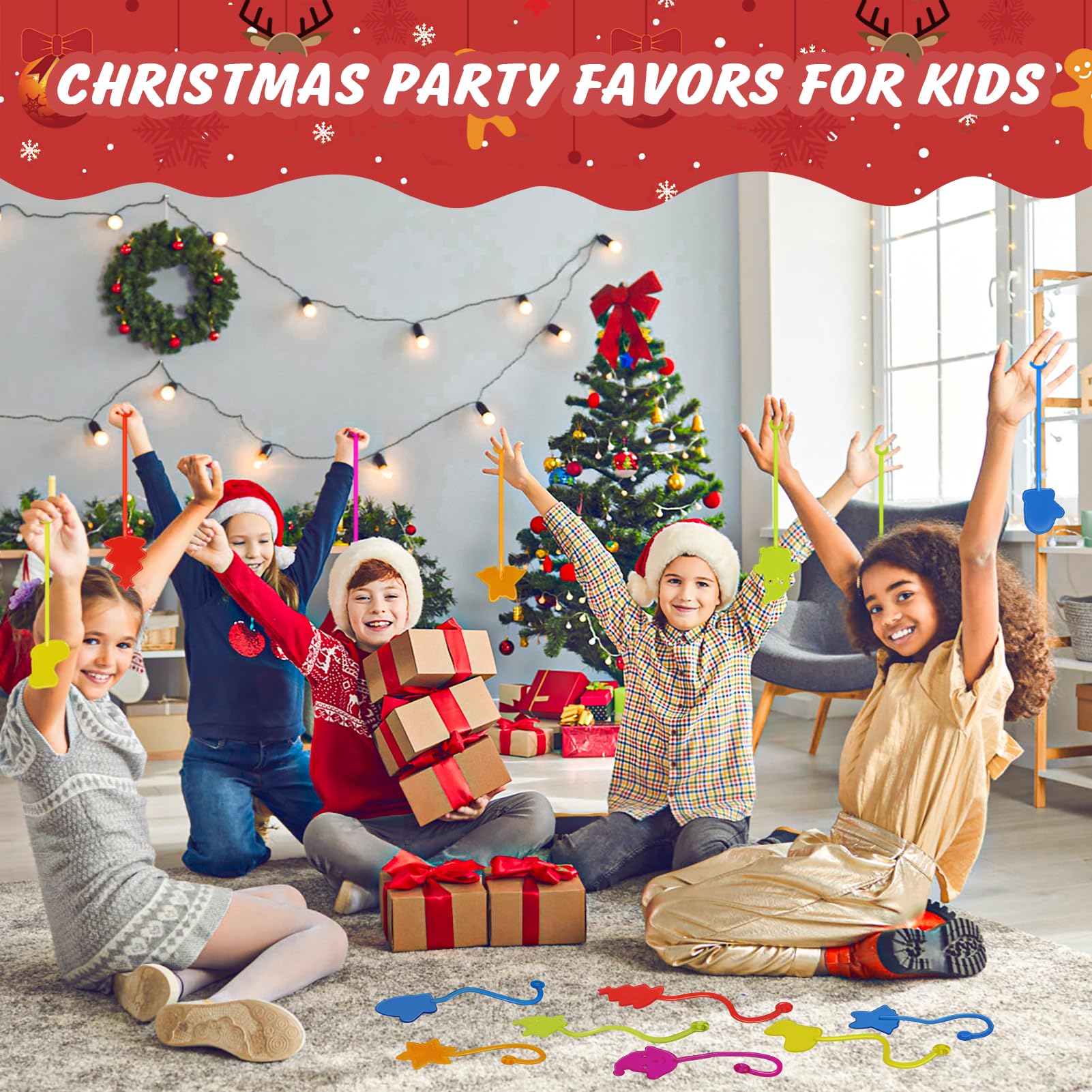 Genuvi Christmas Sticky Hands bulk pack offers affordable party favors for large groups