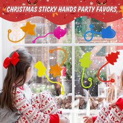 Genuvi sticky hands tossed across ceilings and walls for playful holiday activities
