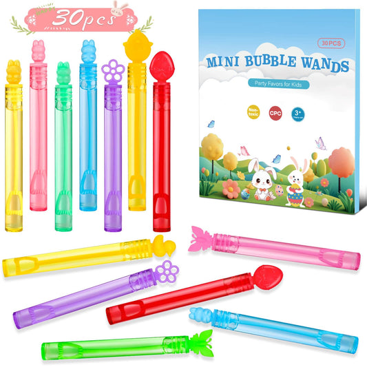 Genuvi Easter mini bubble wands 30pc, compact for kids' hands and travel