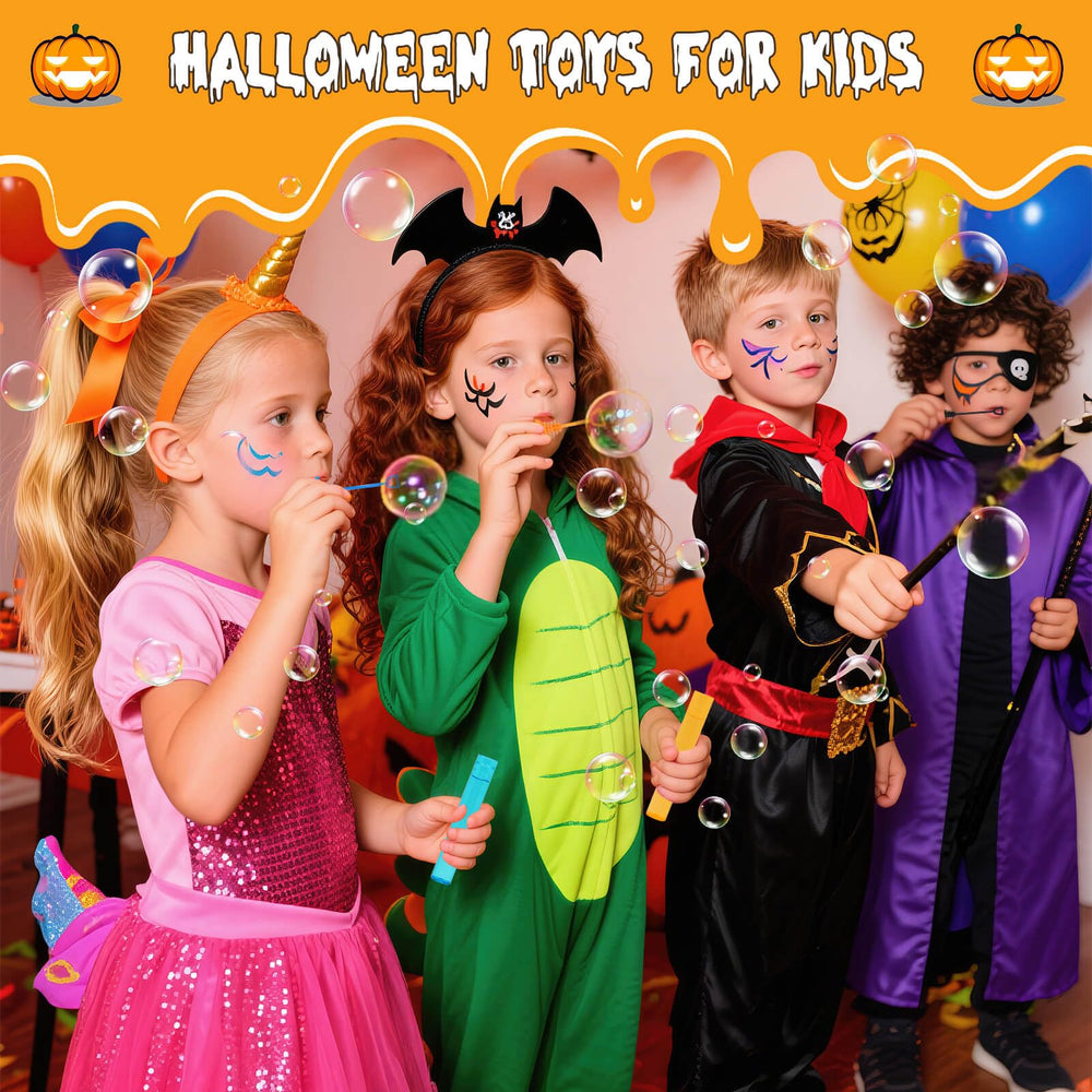 Child holding Genuvi Halloween Bubble Wands during outdoor Halloween play