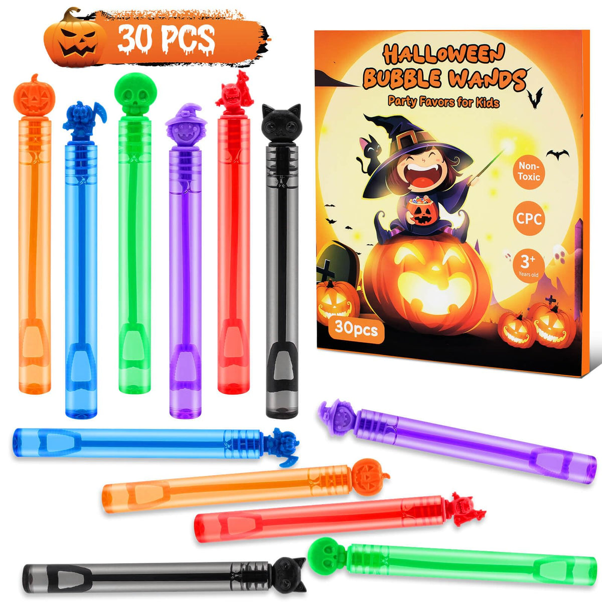 Genuvi Halloween Bubble Wands pack for festive trick-or-treat bubbles and party fun