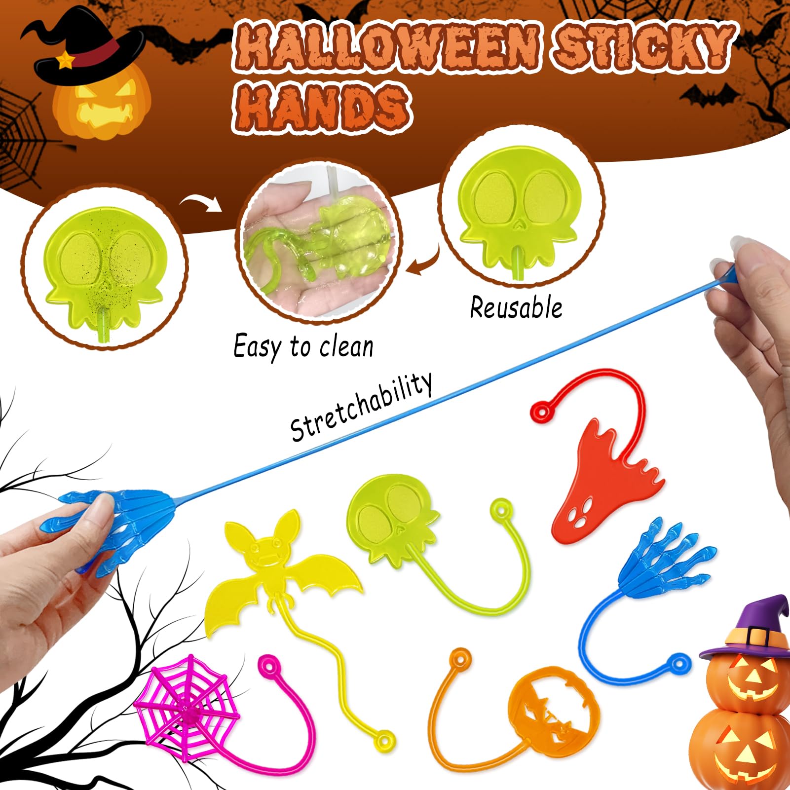 Genuvi Halloween sticky hands ghost shape perfect party favor activity.