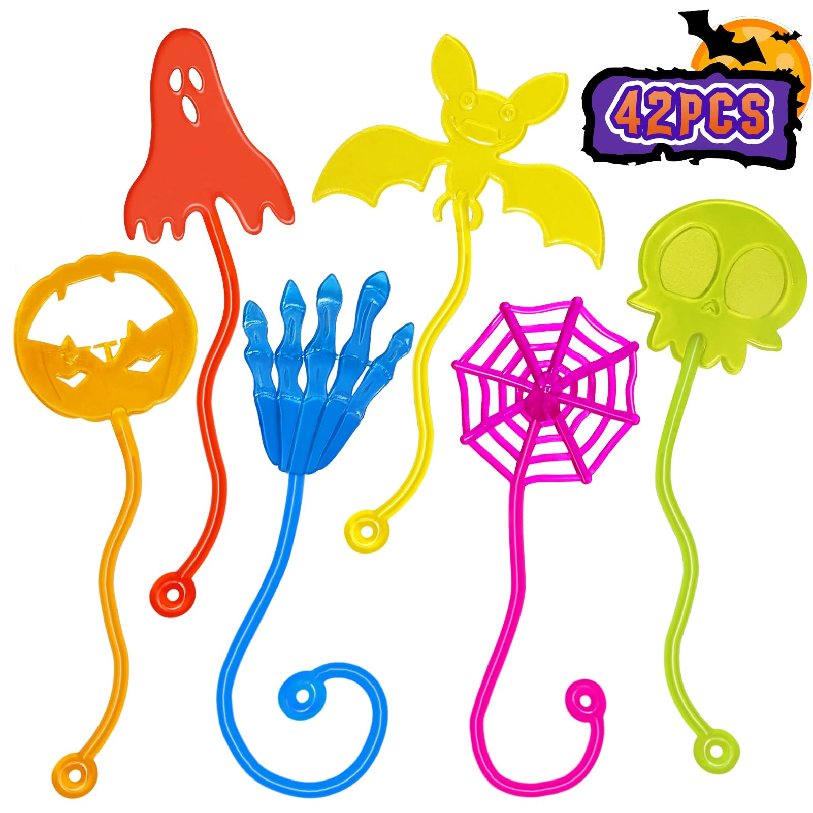 Genuvi Halloween sticky hands pumpkin shape for party favors and play.