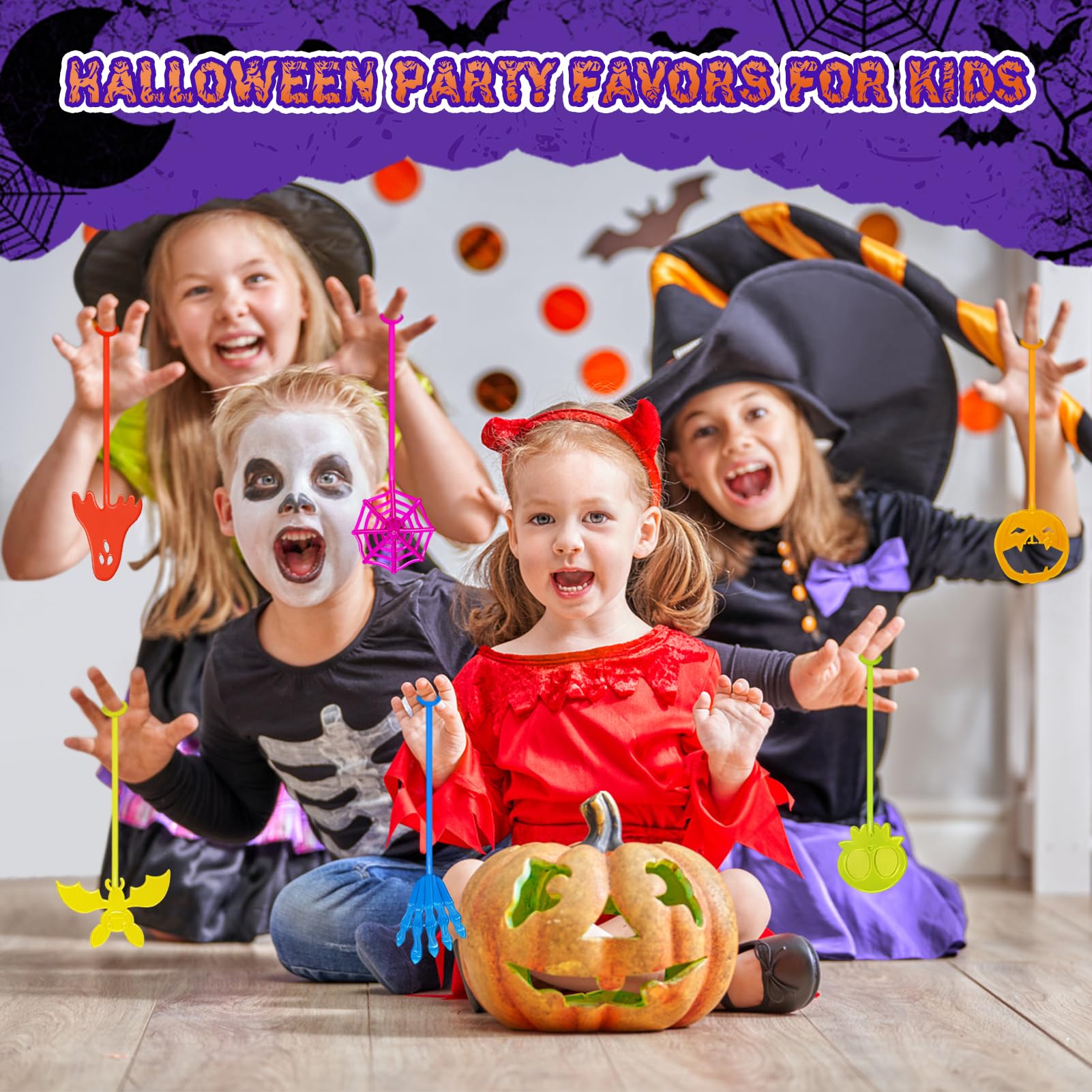 Genuvi Halloween sticky hands assorted shapes for bulk party fun.