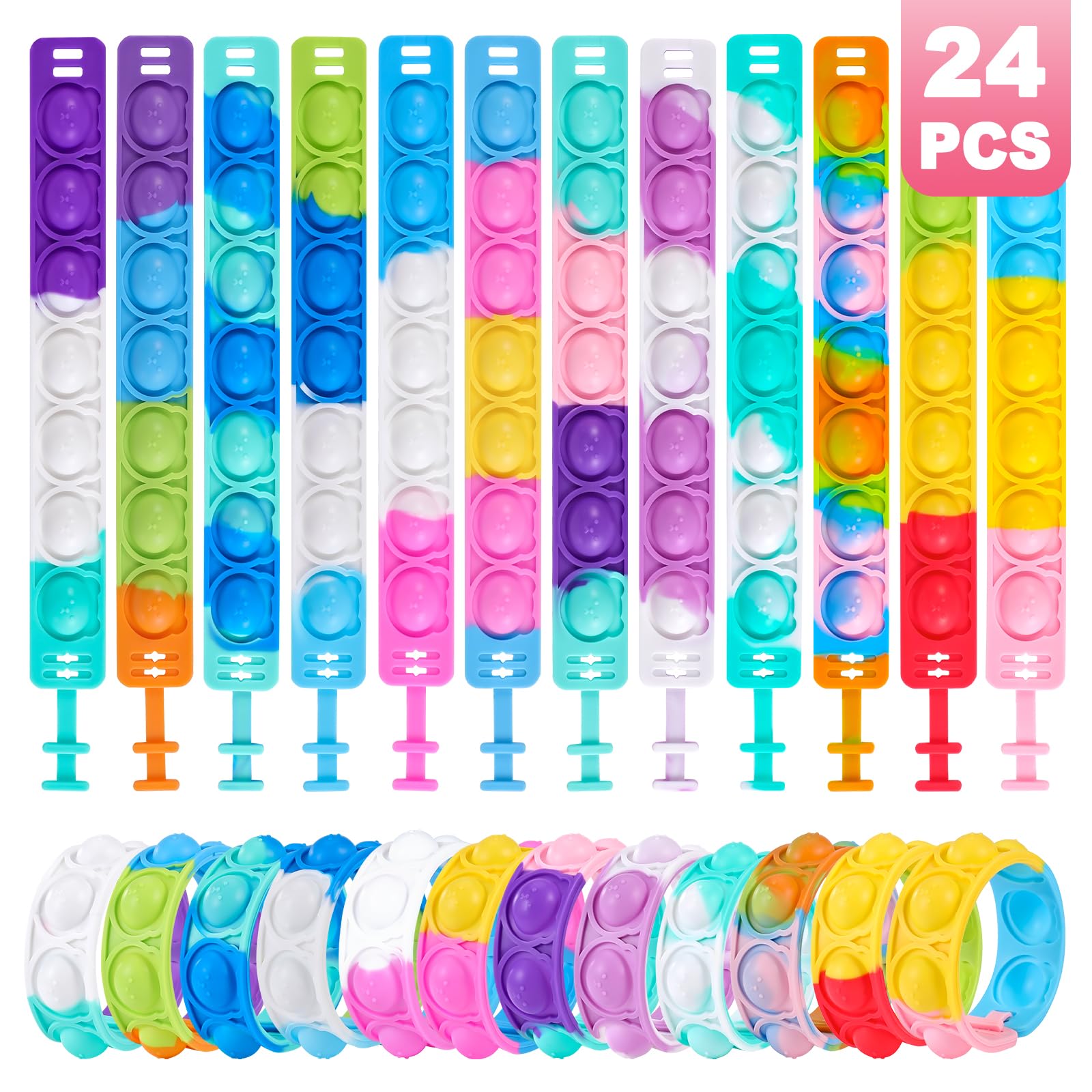 Genuvi bear bubble pop bracelet featuring a cute bear button for fun, easy handheld play.