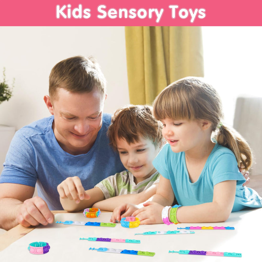 Genuvi pop fidget toy provides party-ready bracelets for birthday and event favors.