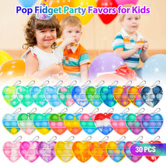 Genuvi pop heart keychain silicone safety tested for kid-safe play.