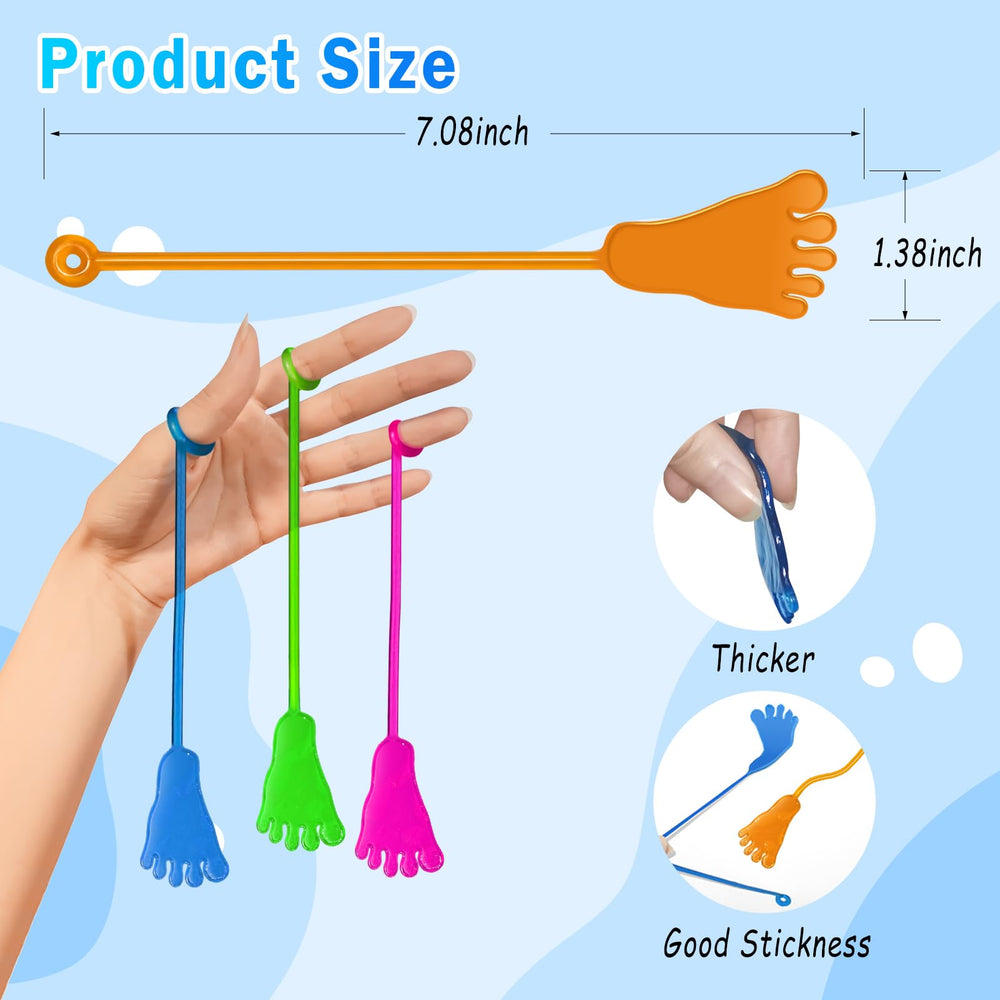 Genuvi Sticky Hands closeup colorful image shows bright, stretchy fidget play.
