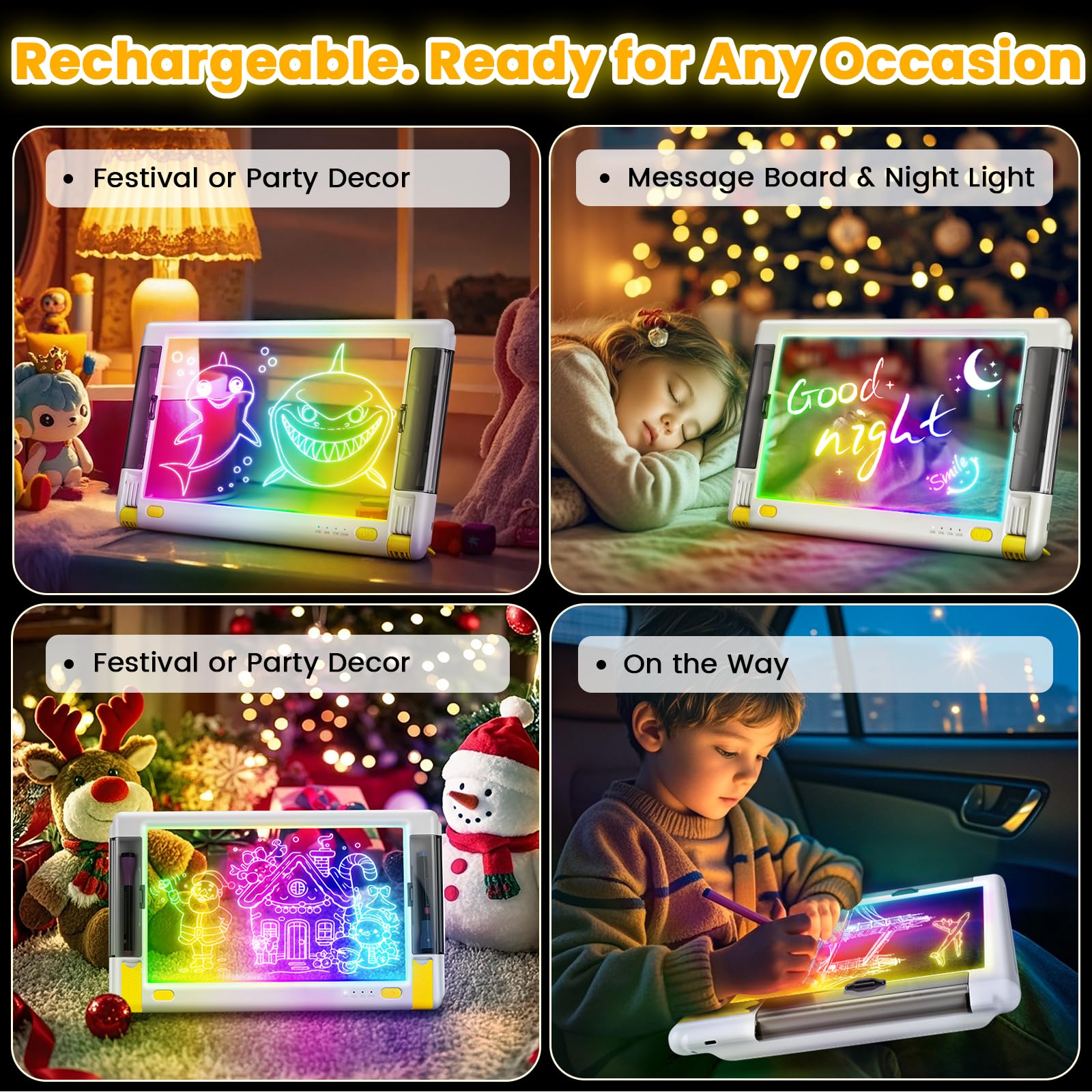 Geokay 9 neon light modes for vibrant, customizable art experiences.