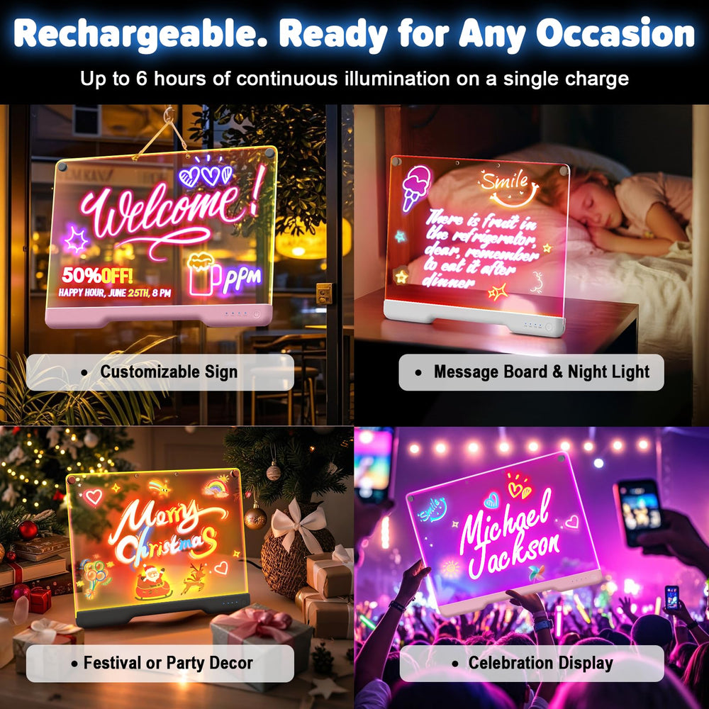 Geokay LED note board built-in stand in use